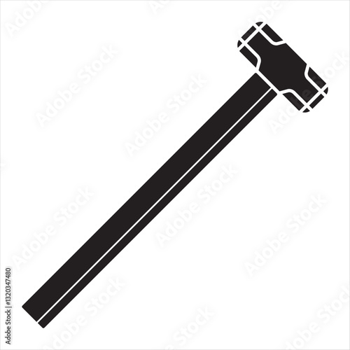 Sledge hammer silhouette isolated on white background