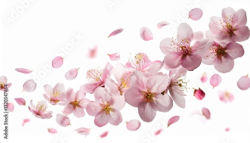 sakura flower flying isolated on isolated white background