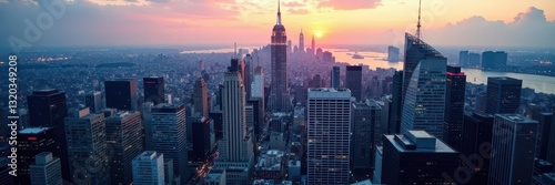 Dense skyscrapers, grid pattern, aerial Manhattan view, metropolis, vertical, downtown