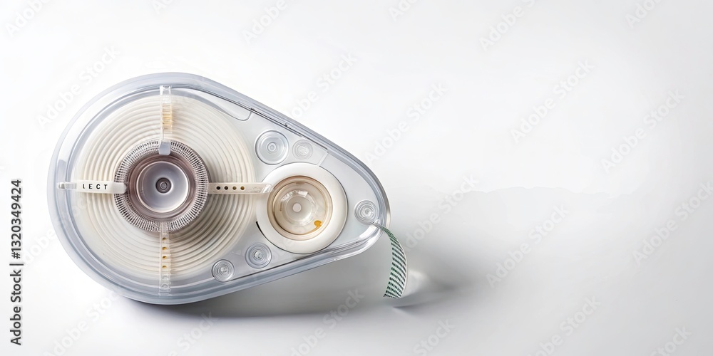 Naklejka premium Precision Correction A Detailed Aerial View of Correction Tape on a Pristine White Surface for Detailed Editing and