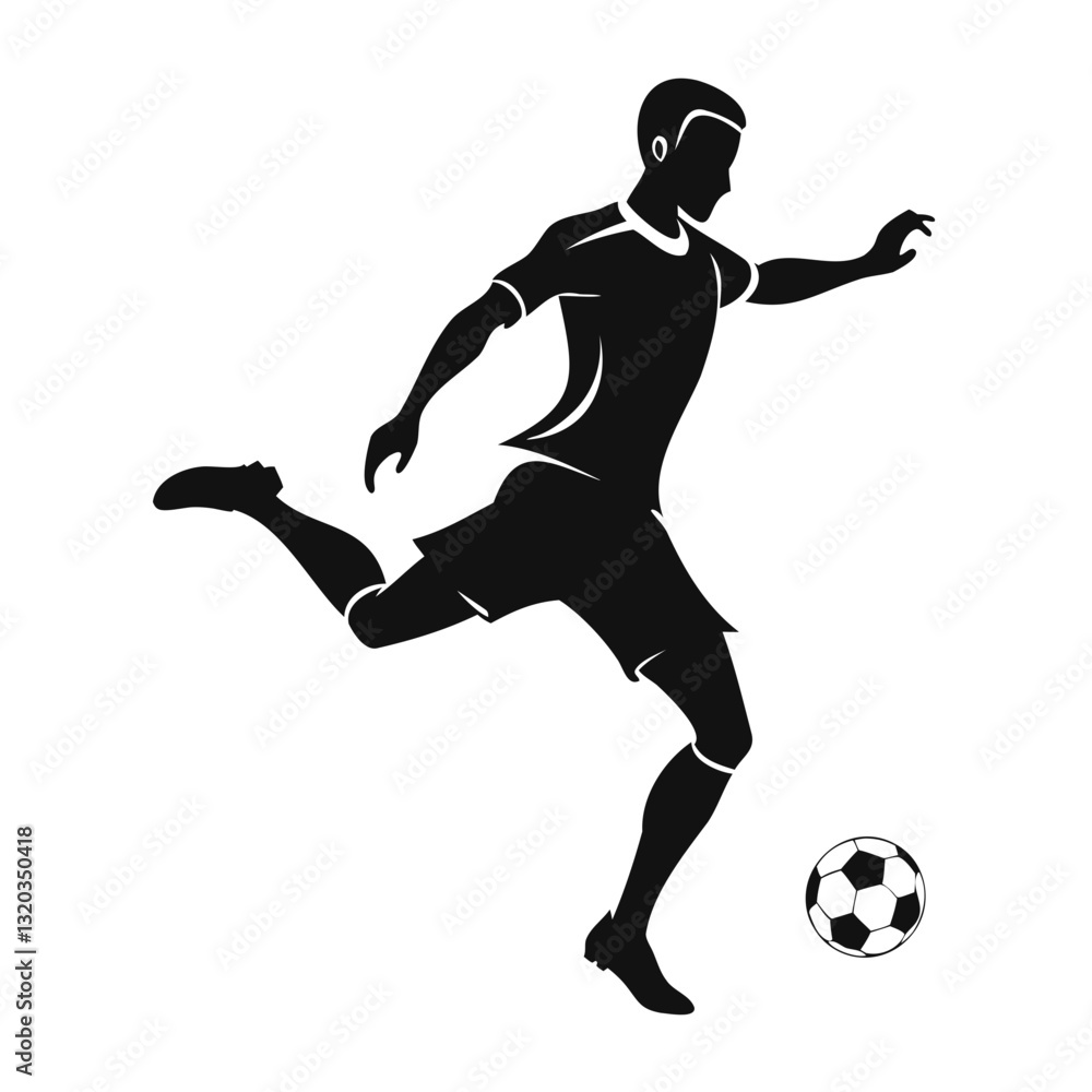 Black Silhouette of a Soccer Player with Ball – High-Quality Vector on Transparent Background Black Silhouette of a Soccer Player with Ball – High-Quality Vector on Transparent Background
