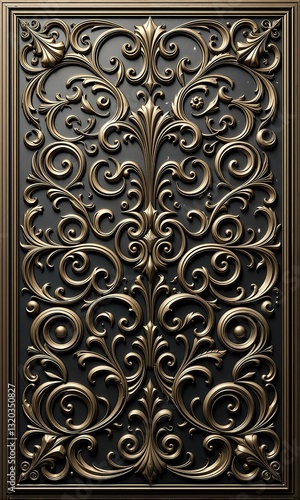 An ornate golden door in an interior setting.