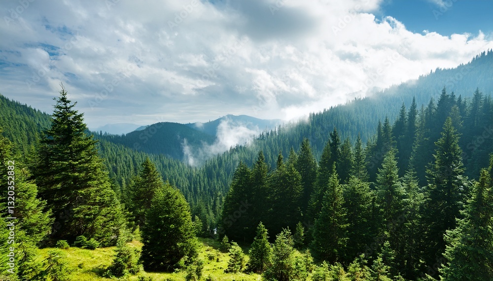 Obraz premium mountainous landscape with trees in the forest