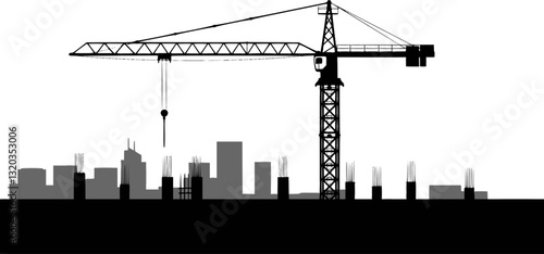 Construction crane icon vector on white
