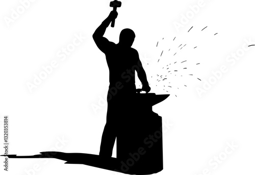 Blacksmith silhouette vector,worker in workshop
