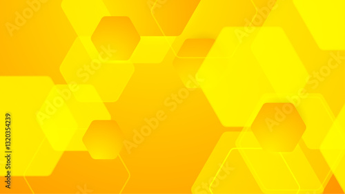 Abstract hexagon overlapping yellow and orange gradient vector illustration