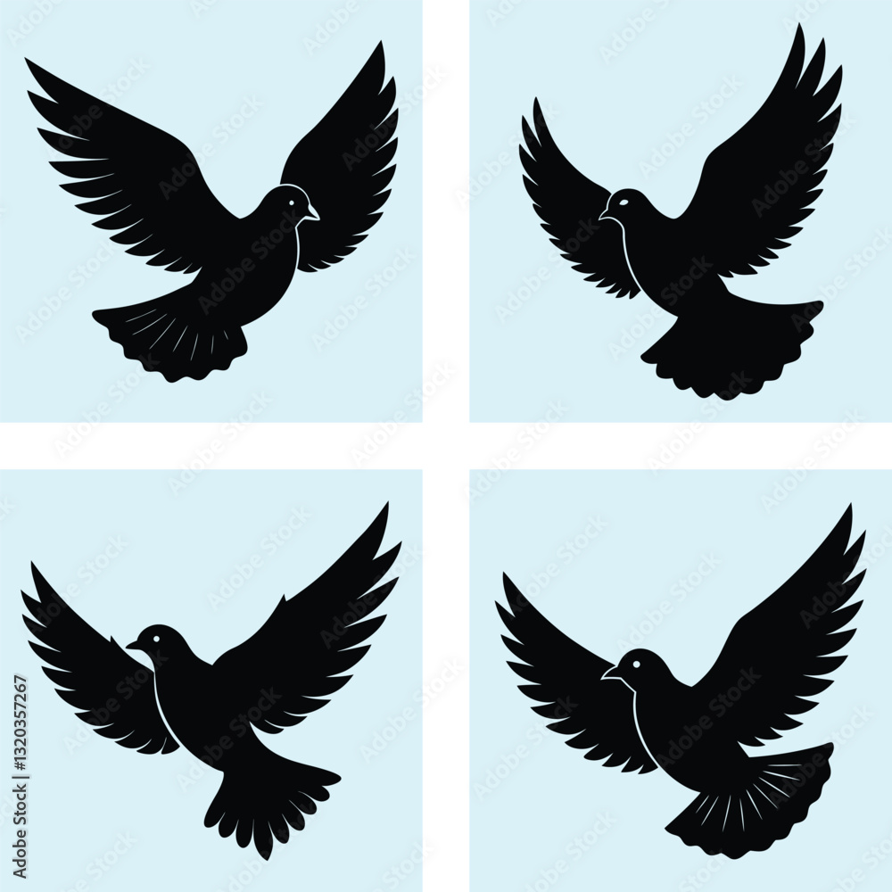 Obraz premium Flying Dove Silhouette vector illustration