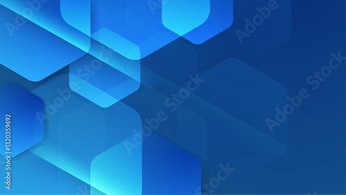 Abstract dynamic blue hexagon overlapping background vector illustration, perfect business project, modern presentation, techno background