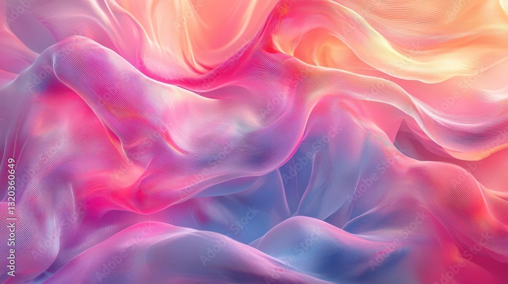 Obraz premium 3D abstract art background idea. Colorful abstract texture with flowing silk-like patterns in soft hues.