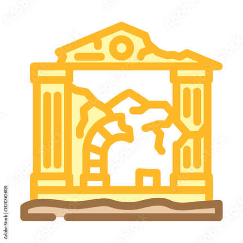 ancient ruins geographical discoveries color icon vector illustration