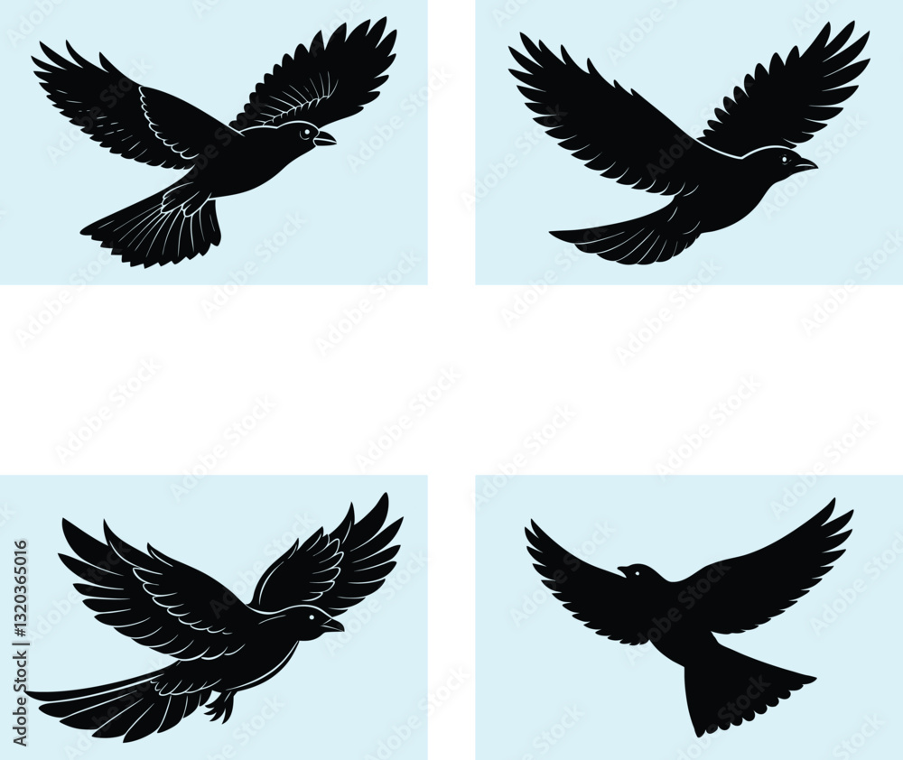 Fototapeta premium Flying Bird Silhouette vector illustration