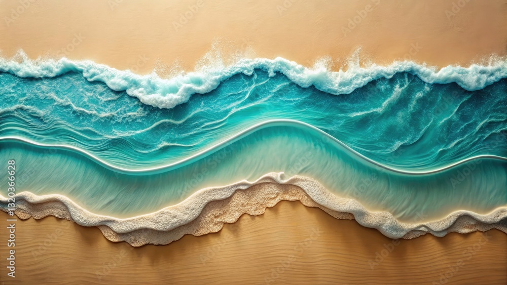 Fototapeta premium Serene Top-Down Landscape of Gentle Waves on Solid Color Backdrop for Product Display and Creative Design Elements