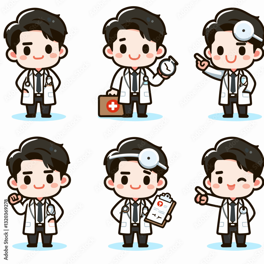 Cartoon Doctor Character Set Illustrating Healthcare and Medical Professionalism Cartoon Doctor Character Set Illustrating Healthcare and Medical Professionalism