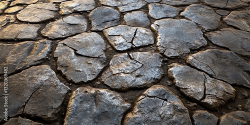 Cracked Mud Texture Background with Subtle Sunlight