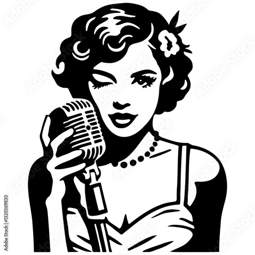 Vintage Female Jazz Singer Illustration.