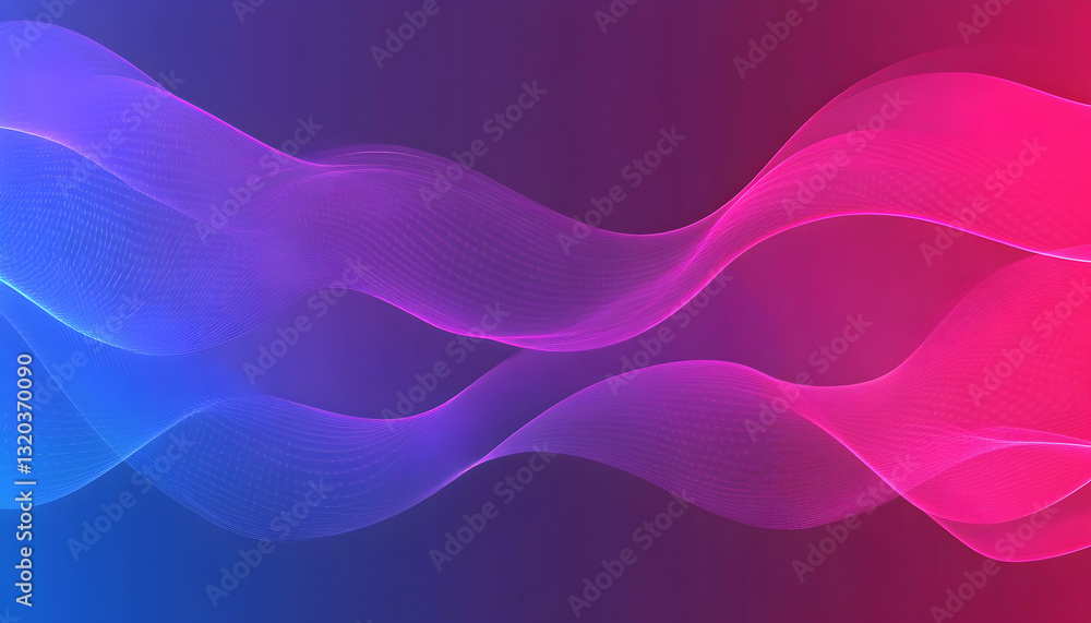 Fototapeta premium Abstract flowing wave design, vibrant pink and blue gradient, digital art background for presentations or websites.