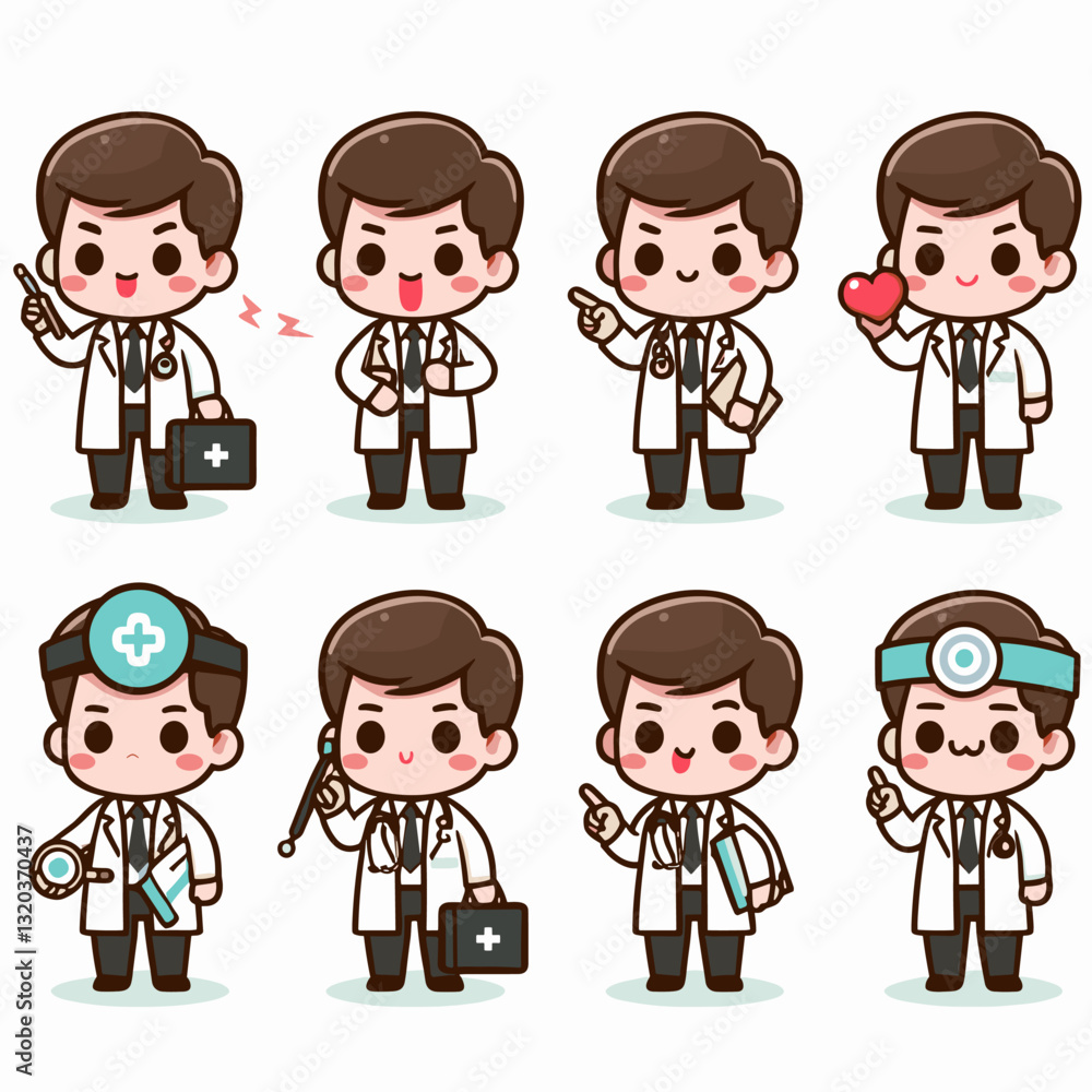A Collection of Cute Cartoon Doctors in Various Medical Roles and Specialties A Collection of Cute Cartoon Doctors in Various Medical Roles and Specialties