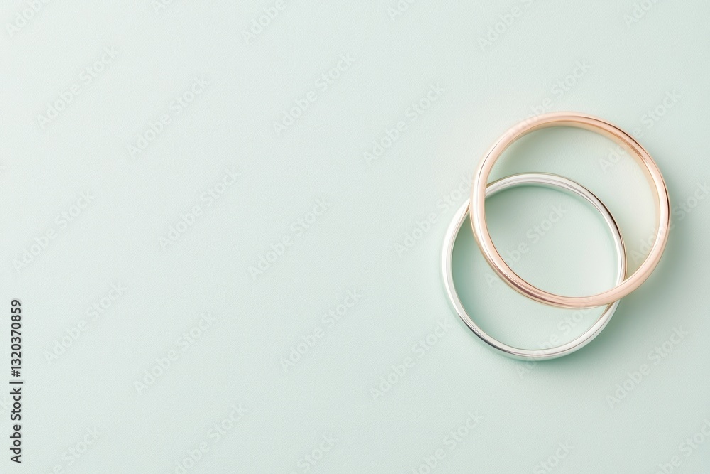 two elegant rings on a light green background. two elegant rings on a light green background.