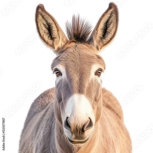 Close-Up of a Donkey's Face: A charming donkey with expressive eyes and long ears, captured in a close-up shot, showcases the animal's gentle nature and captivating features.