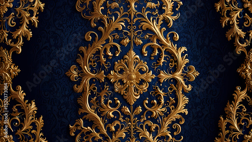 Decorative Gold Flourish on Velvet Texture
