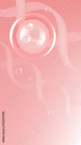 Hyaluronic acid and Niacinamide hair and skin solutions ad, pink collagen serum drop with cosmetic advertising background ready to use, illustration vector.	