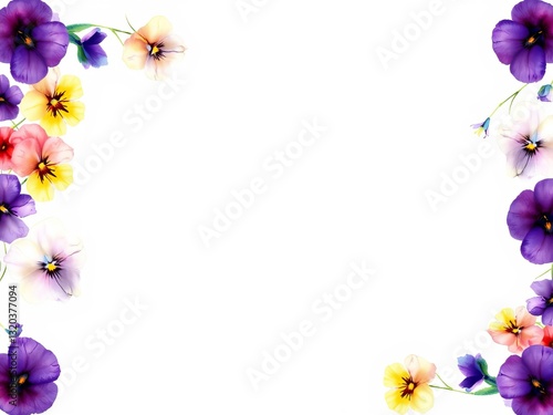 Wallpaper Mural Vibrant Floral Frame Featuring Colorful Pansies and Delightful Blooms Creating a Cheerful Atmosphere Torontodigital.ca