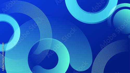 trendy blue overlapping abstract circular geometric background modern vector illustration, great for poster, digital banner, or presentation background