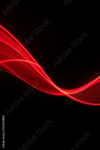 Abstract Red Light Waves on a Black Background