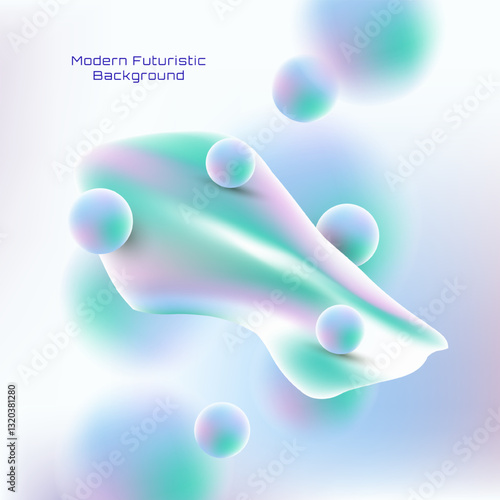 Abstract pastel holographic texture design. Fluid shape, foil gradient iridescent background.