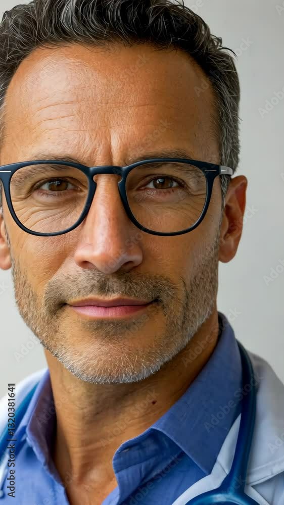 Doctor smiling confidently in a professional setting with a stethoscope around his neck Doctor smiling confidently in a professional setting with a stethoscope around his neck