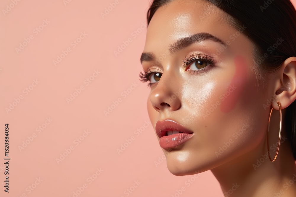 Fototapeta premium Creative beauty makeup with soft pink tones