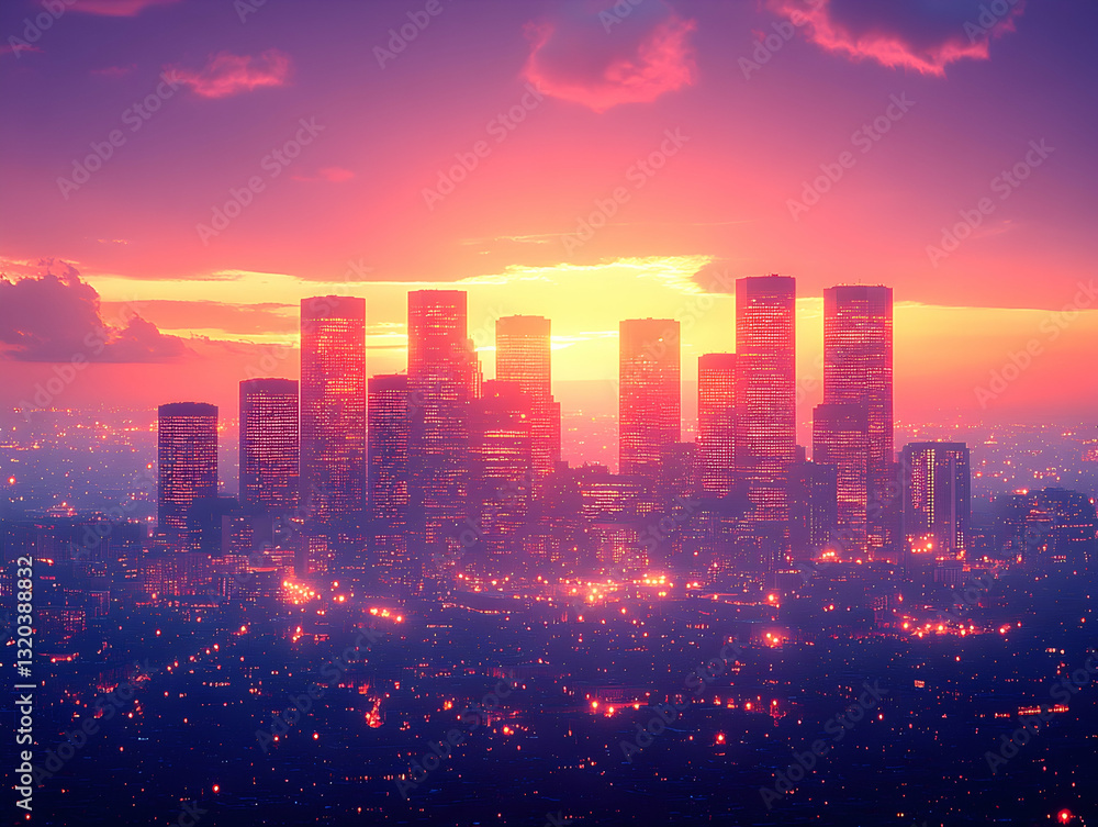 Obraz premium City Sunset Panorama