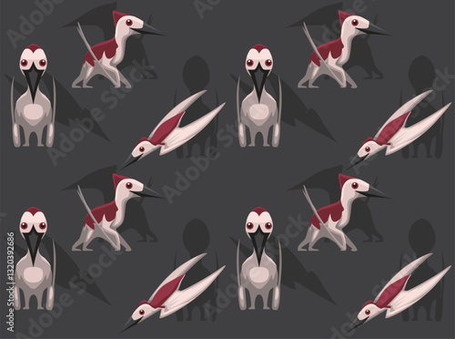 Flying Dinosaur Alcione Cute Cartoon Character Seamless Wallpaper Background