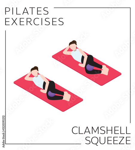 Pilates Ball Exercise Pose Clamshell Squeeze Vector