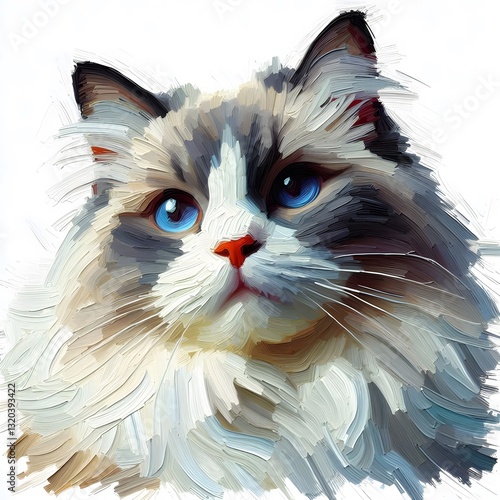 랙돌, 임파스토 기법 일러스트, jpeg (Ragdoll Cat, Impasto Techniques Illustration, jpeg)