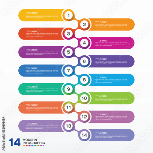 Infographic 14 options or step for presentation. Business icons concept.