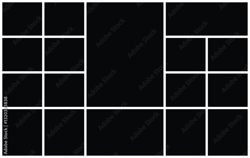 17 Empty Collage Photo Template with Geometric Grid. Versatile Picture Frame Layout for Photo Montage. background and rectangle shape for moodboard. Texture pattern for picture display presentation. 17 Empty Collage Photo Template with Geometric Grid. Versatile Picture Frame Layout for Photo Montage. background and rectangle shape for moodboard. Texture pattern for picture display presentation.