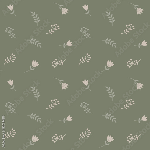 Vector seamless pattern with a simple small plants. Floral tender wallpaper. texture with a nice flowers for textile or wrapping paper. Summer repeat ornament in a flat style.