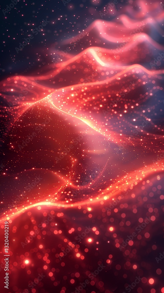 Digital technology Red abstract line particle illustration poster background Digital technology Red abstract line particle illustration poster background