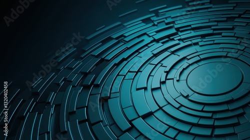 Wallpaper Mural A circular pattern of layered, textured shapes in shades of teal, creating a modern and abstract visual effect. Torontodigital.ca