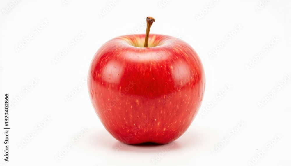 The photo features a vibrant fresh red apple fruit against a clean white background, showcasing its shiny smooth skin and invitingly crisp texture. The photo features a vibrant fresh red apple fruit against a clean white background, showcasing its shiny smooth skin and invitingly crisp texture.