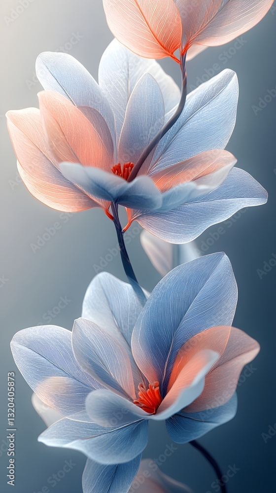 Fototapeta premium Minimalist Flowing Lines Transforming Into Organic Petals and Leaves