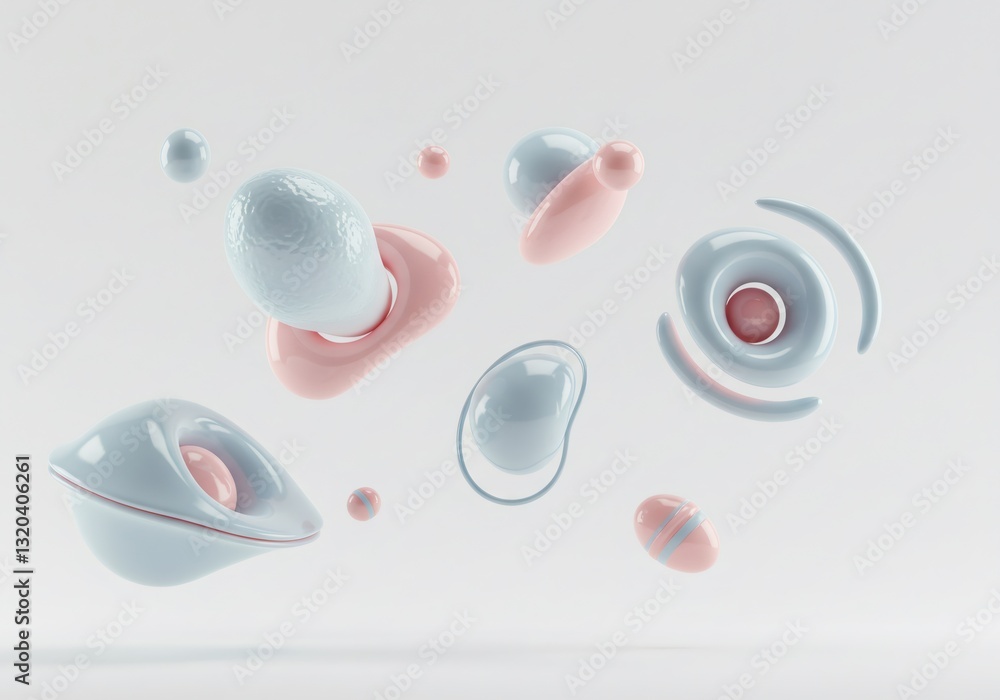 Abstract Pastel 3D Render of Floating Shapes Abstract Pastel 3D Render of Floating Shapes