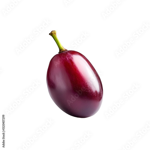 Single Red Grape Isolated on White Background