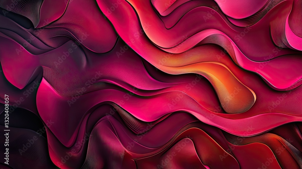 Obraz premium Abstract Crimson and Magenta Swirls Deep Pink Waves Digital Art