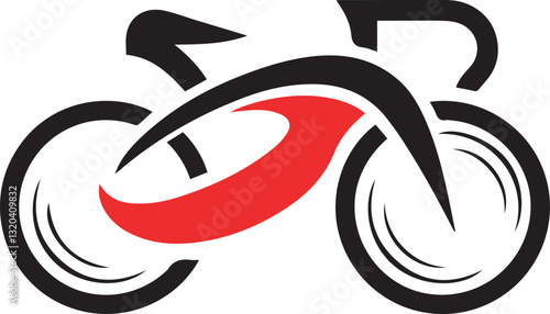 Stylish Black and Red Outline Bicycle Graphic