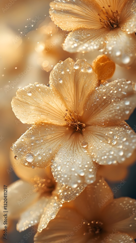 Fototapeta premium flowers with water drops close up.