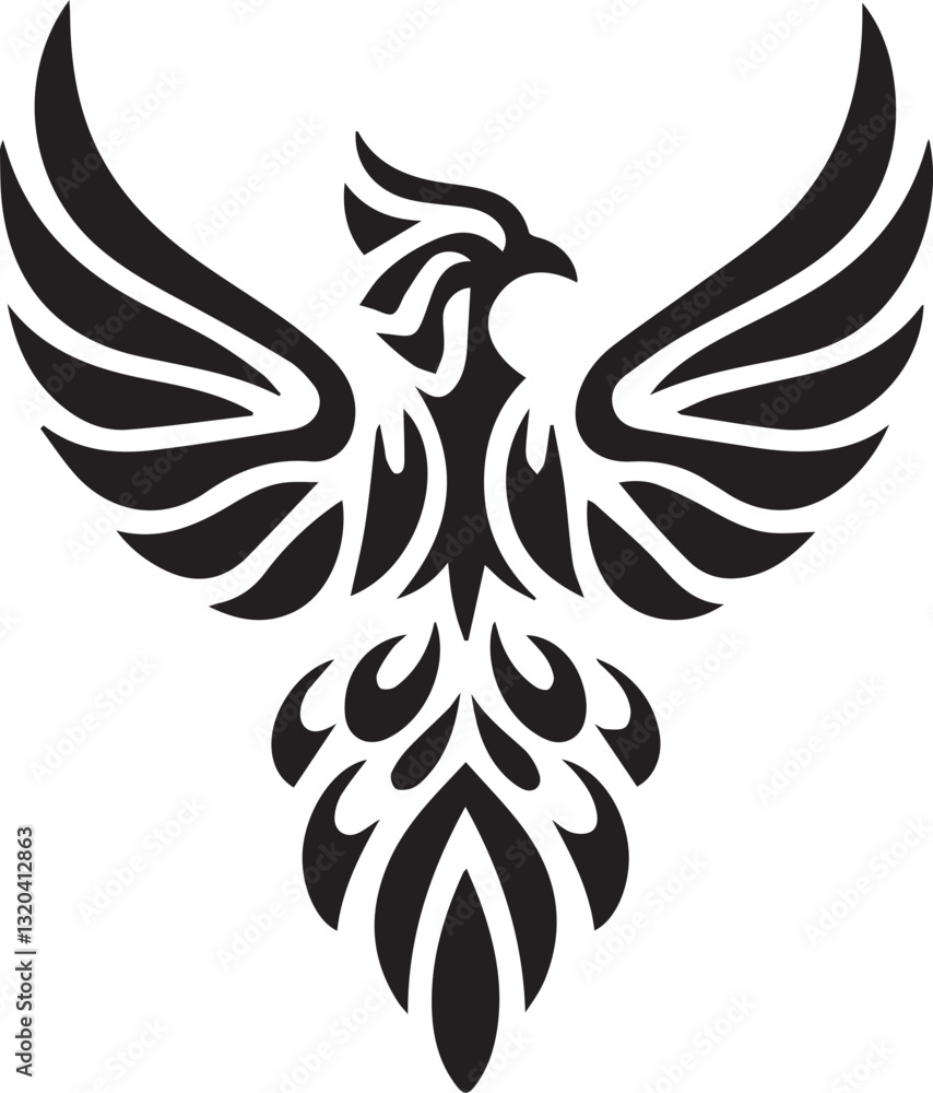 Fototapeta premium Striking Black and White Phoenix Design