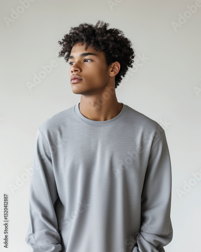 Wallpaper Mural Gray Long Sleeve T-Shirt Mockup for Screen Printing Torontodigital.ca