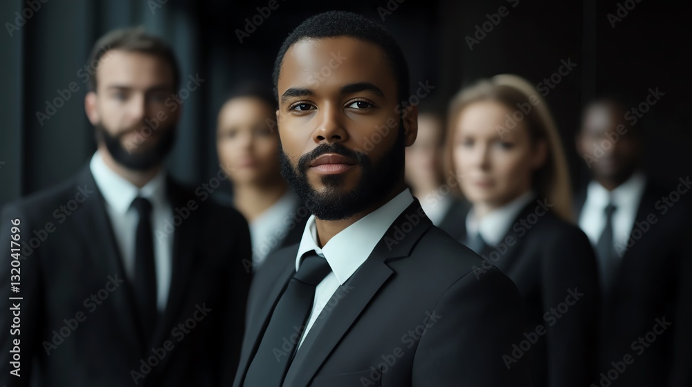 Diverse business team in modern office setting. Diverse business team in modern office setting.
